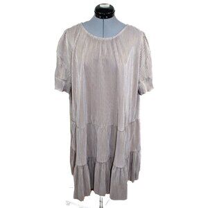 SEE AND BE SEEN Medium Dark Gold Swing Dress Pleated Ruffle Shimmer Party